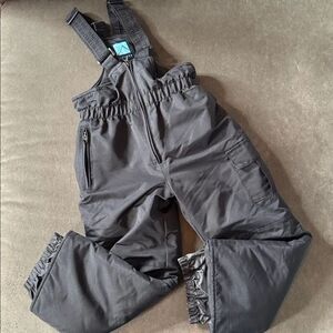 Kids Iceburg Black Snow Bib Overalls Ski Pants Adjustable Straps Size 6/6X
